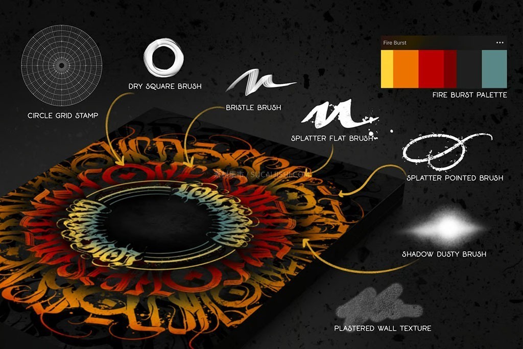 60+Procreate哥特体板写笔刷